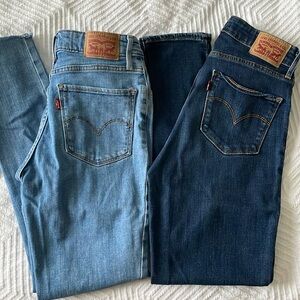 Levi 721 high rise skinny (light and dark)